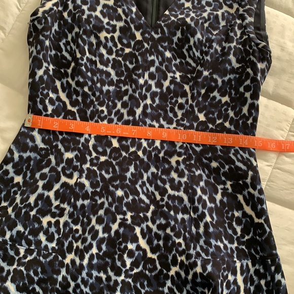 💙REBECCA TAYLOR Blue Lynx Leopard Fit and Flare Dress - Picture 11 of 12